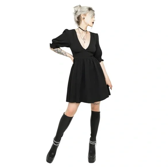 Disturbia Black Divination Textured Mini Dress Size 10 Goth Gothic whimsical - Picture 8 of 16